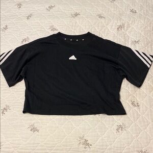 Adidas Black and White Cropped Tee